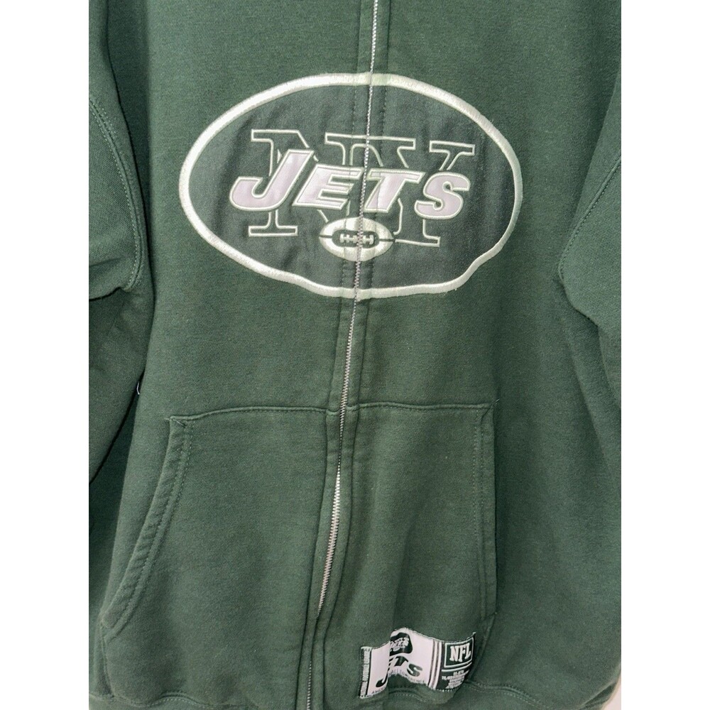 NFL New York Jets Mens Size XL Green Sweatshirt Hoodie Zip Up Jacket W/ Pockets - Picture 2 of 8